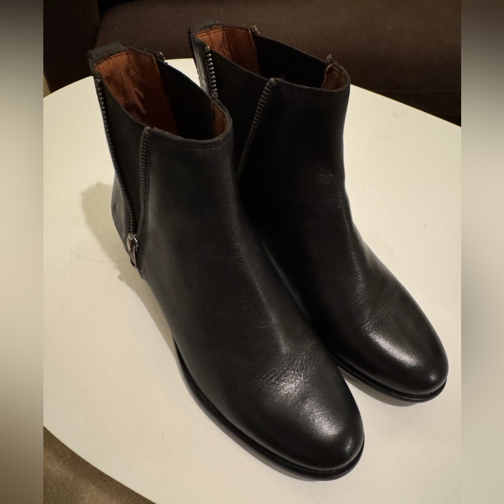 Frye Black Leather Ankle Boots